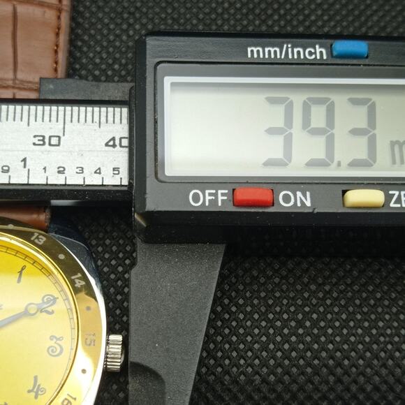 Vintage 1980 Henri Sandoz Manual Mens Silver Watch W/Leather Strap & Gold accent - Picture 7 of 8